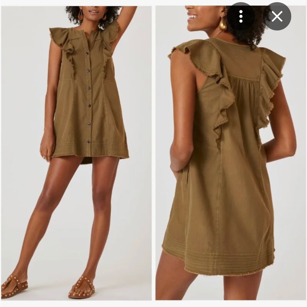 Pilcro Flutter-sleeve Buttondown Tunic Dress